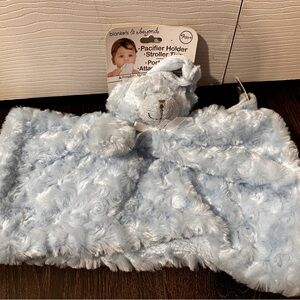Blankets And & Beyond Plush BLUE BEAR Security Blanket Minky Rosette Lovey New